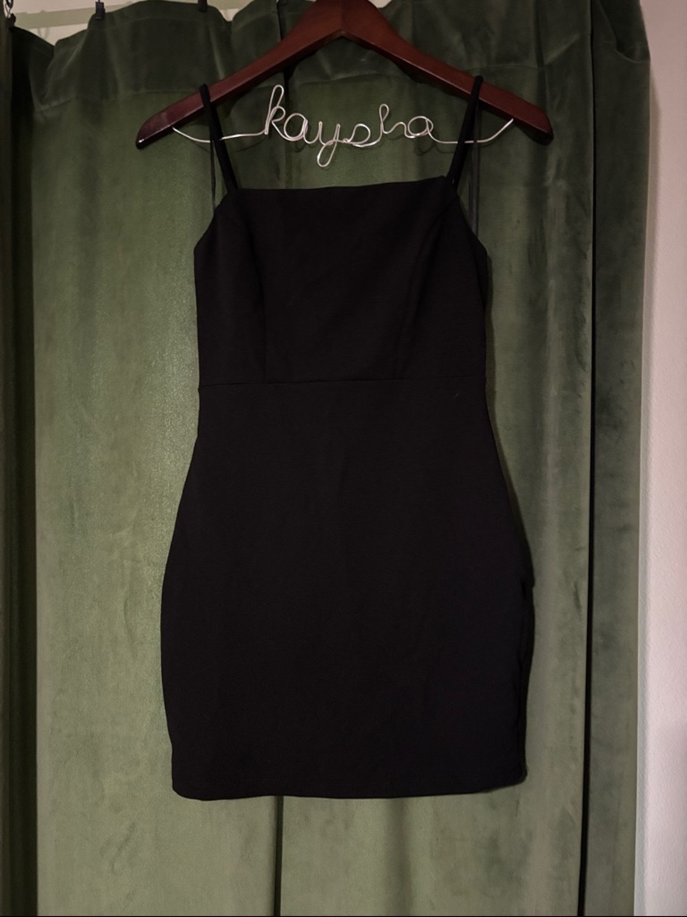 Windsor Black Square-Neck Spaghetti Strap Mini Dress with Bow Back